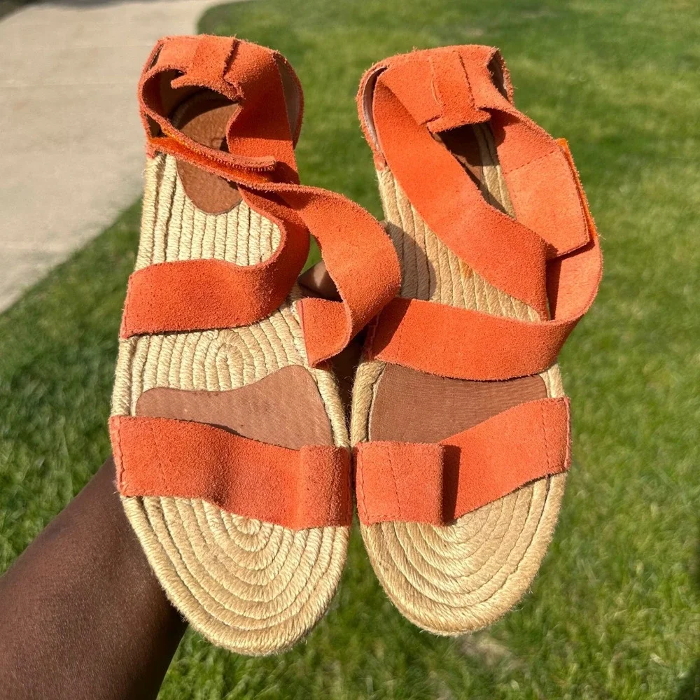 UGG Mila Women's Suede Espadrille Strappy Sandals Size 9 Orange Shoes